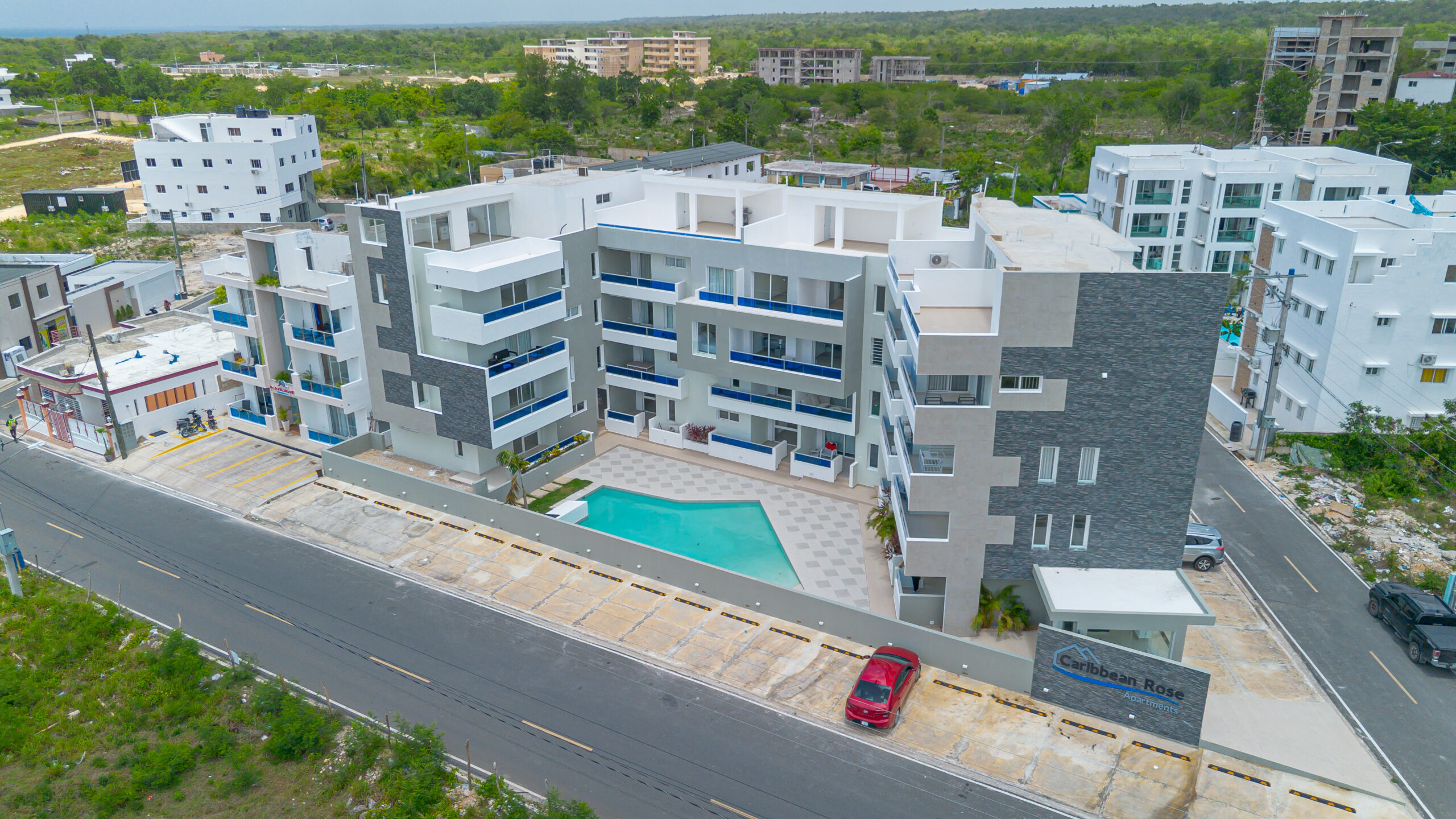 Brand new modern condo building in Bayahibe Dominican Republic opened August 2025